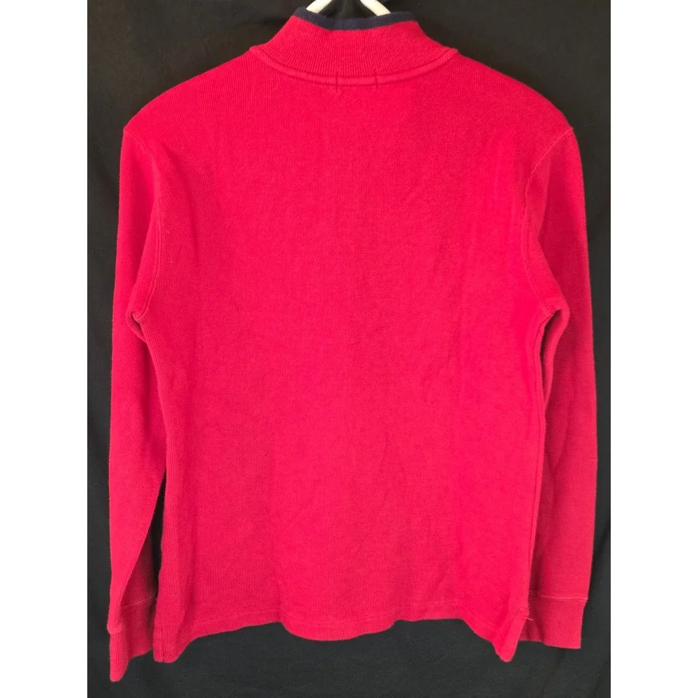 Polo Ralph Lauren Red Waffle Knit Quarter‎ Zip Pullover Sweater Size L 14 16